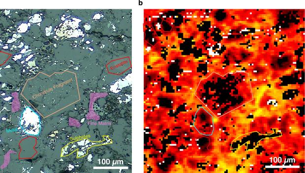 Imagen de microscopía óptica utilizada por los investigadores sobre el meteorito