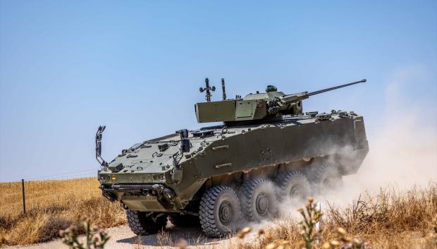 Un vehículo blindado 8x8 Dragón desarrollado por el consorcio Tess Defence, controlado por Indra.
REMITIDA / HANDOUT por INDRA
Fotografía remitida a medios de comunicación exclusivamente para ilustrar la noticia a la que hace referencia la imagen, y citando la procedencia de la imagen en la firma
01/1/1970