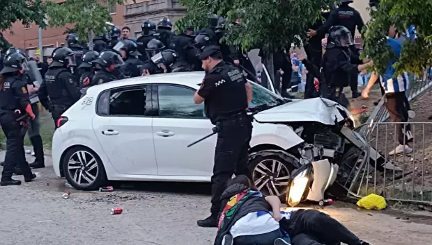 Así acabó el coche de la conductora en Cataluña