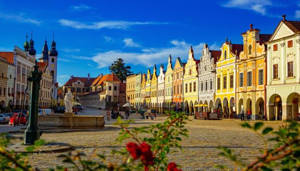Plaza del centro histórico de Telc.