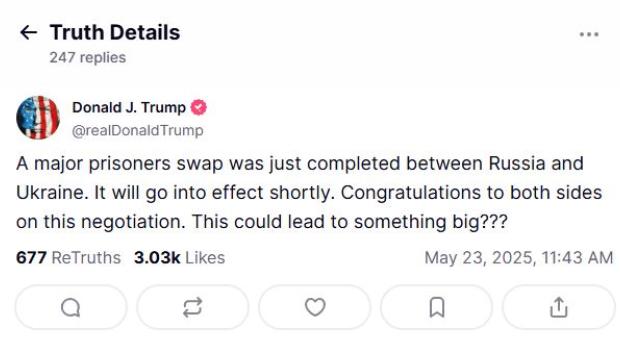 Mensaje de Donald Trump en su red social
