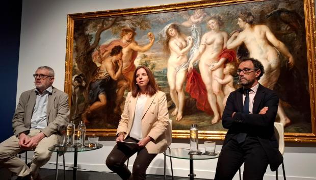 Miguel Falomir, Mireia Domingo y José Juan Pérez Preciado, en la presentación de la exposición