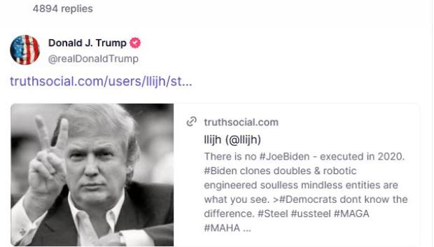 Captura de pantalla de cuenta de Donald Trump