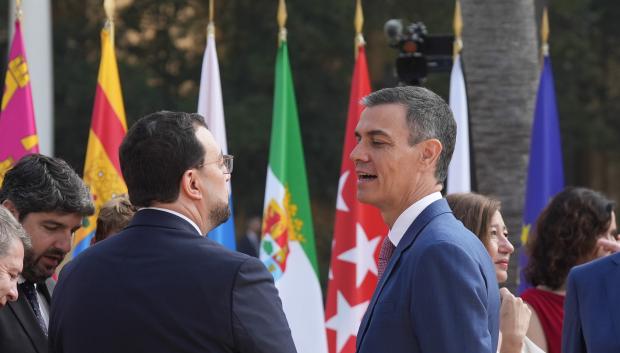 El presidente del Gobierno, Pedro Sánchez, en el Palacio de Pedralbes este viernes