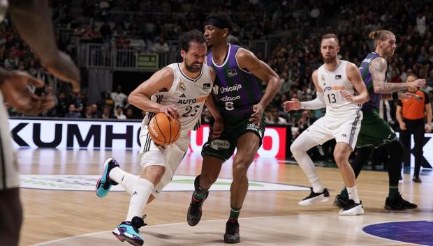 Imagen de un partido entre Unicaja y Real Madrid esta temporada