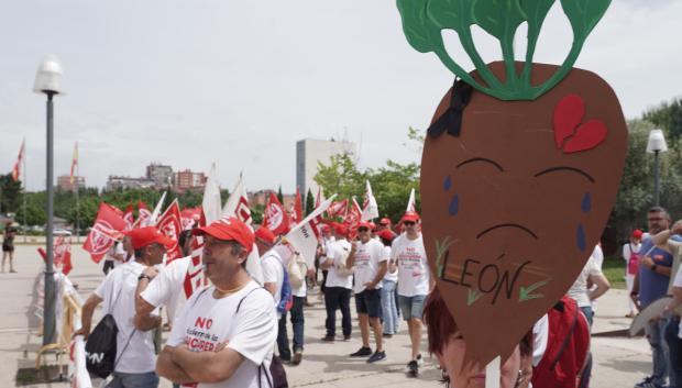 Trabajadores de Azucarera de conectan frente a la sede de las Cortes para defender sus puestos de trabajo