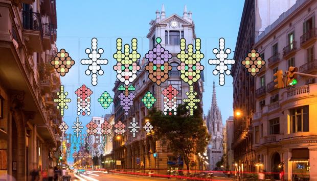 Imagen virtual de las luces de Navidad que el Ayuntamiento colocará en la Vía Layetana