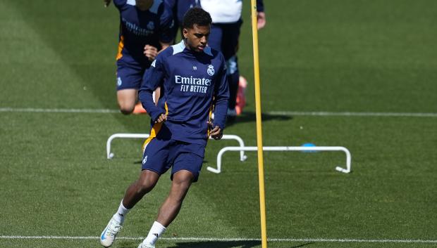 Rodrygo Goes en un entrenamiento con el Real Madrid