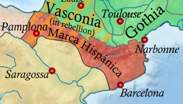 Mapa de la Marca Hispánica en el 814