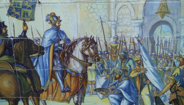Alfonso VI conquista Toledo el 25 de mayo de 1085. Banco de la Plaza de España de Sevilla