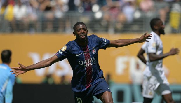 Ousmane Dembélé celebra el segundo gol del PSG ante el Real Madrid