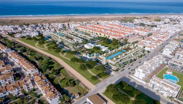 Vista de dron del futuro complejo y su ubicación