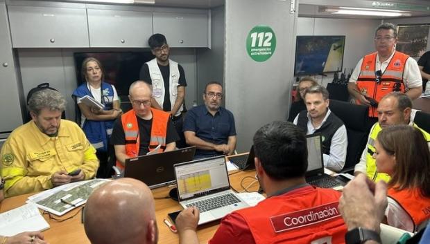 Reunión del #CECOPI en el Puesto de Mando Avanzado desplegado en Jarilla