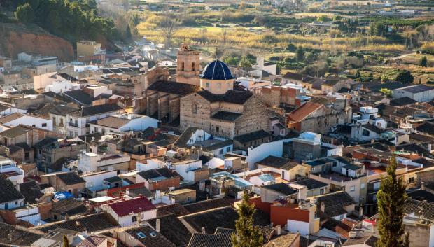 Imagen aérea del municipio valenciano de Pedralba.