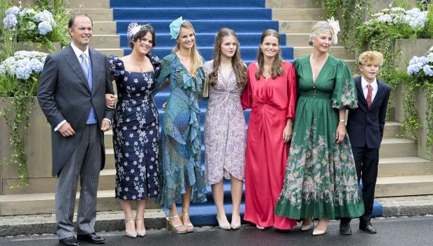 Tatiana de Liechtenstein en la boda de  Maria Carolina of Liechtenstein y Leopoldo Maduro Vollmer at the Vaduz Cathedral, Liechtenstein. August 30, 2025