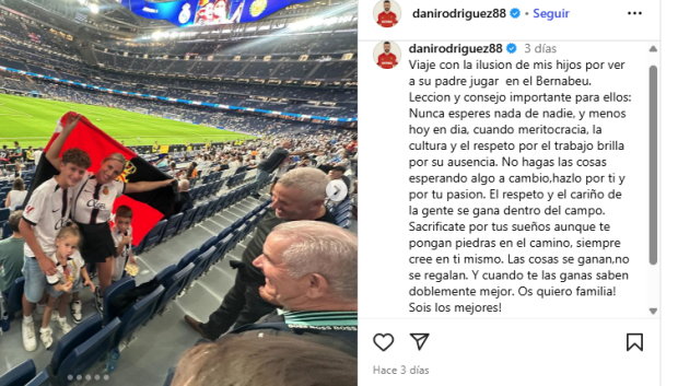 Imagen de la publicación del futbolista en su cuenta de Instagram