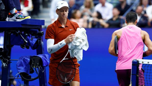 Carlos Alcaraz y Jannik Sinner, durante la final del US Open