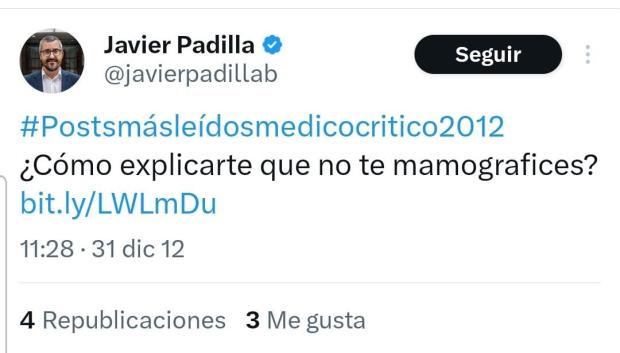 Tweet con la entrada a su artículo eliminado