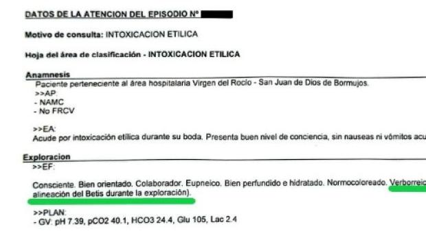 Parte médico del aficionado bético