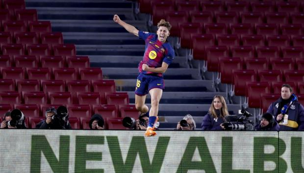 Fermín López celebra el 3-0 ante el Athletic