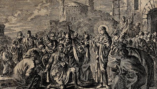 Cristo cura a los poseídos, de un comentario ilustrado sobre el Evangelio de Marcos