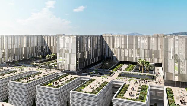 Vista lateral de la magna obra