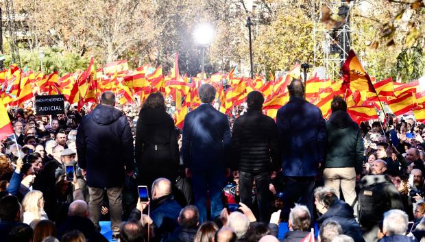 Manifestación convocada por el PP en el Templo de Debod