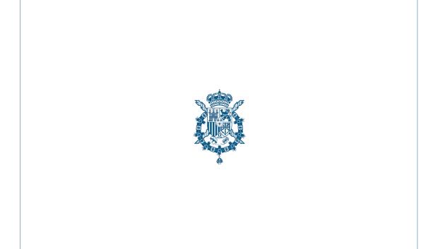Portada de la felicitación de los Reyes Don Juan Carlos y Doña Sofía, con su escudo en azul