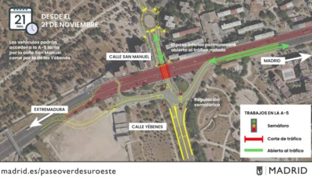 Nuevos desvíos, calle Yébenes