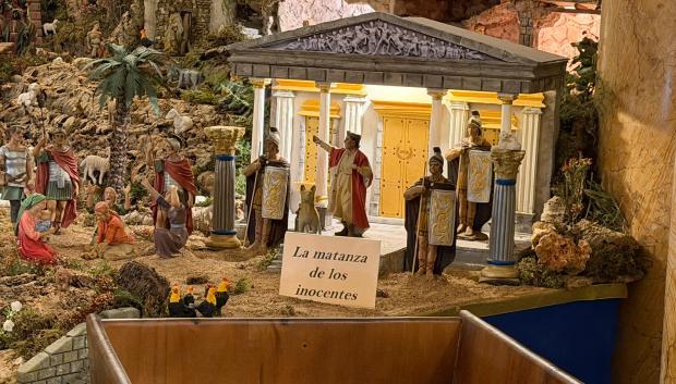 Imagen detalle de la matanza de Herodes en el Belén del Camarín de la Basílica de la Virgen de los Desamparados.