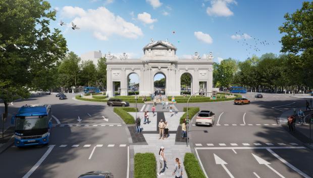 Obras del bulevar entre Alcalá y Cibeles