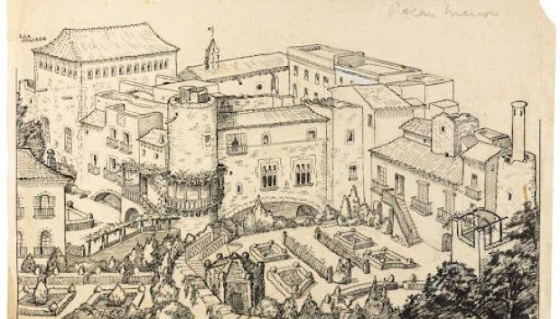 Dibujo que representa el Palacio Real Menor