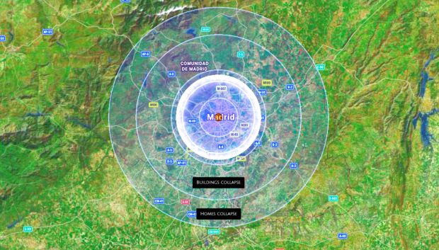 Recreación de un impacto de asteroide en Madrid