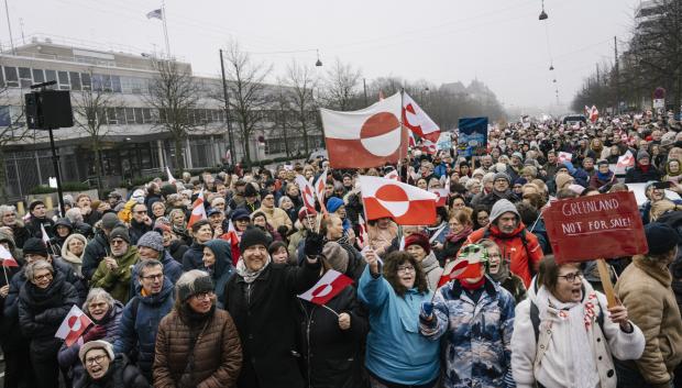 Manifestantes a favor de mantener la soberanía danesa en Groenlandia el pasado 17 de enero