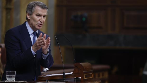 Alberto Núñez Feijóo, durante el Pleno