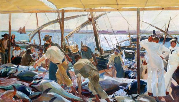 Ayamonte o La pesca del atún (1919). Este es el último de los 14 murales que Joaquín Sorolla realizó para la Hispanic Society de Manhattan.