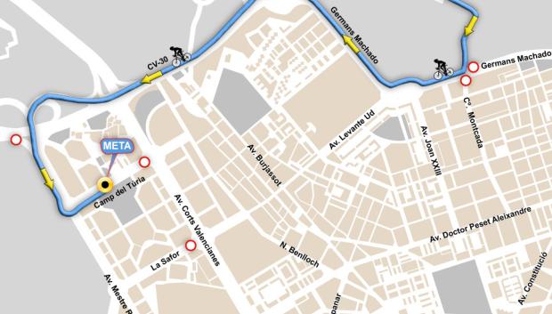 Recorrido final de la llegada de la Vuelta femenina a la Comunidad Valenciana 2026 a la ciudad de Valencia.