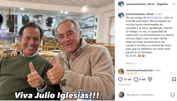 Soto defiende a Julio Iglesias