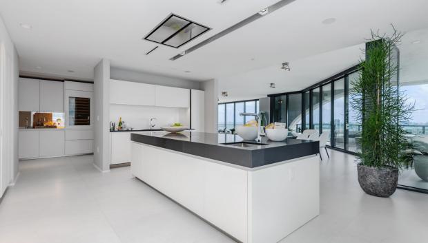 La cocina del ático de los Beckham en Miami.