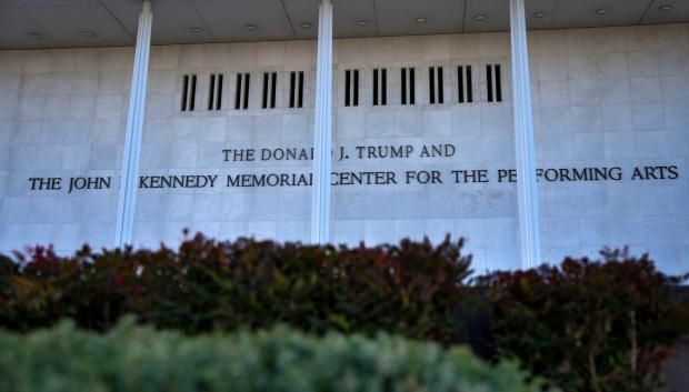 Mandatory Credit: Photo by Bonnie Cash/UPI/Shutterstock (16151991ah)
President Donald Trump adds his name to The John F. Kennedy Center for the Performing Arts in Washington, DC on Friday, December 19, 2025. The move came despite objections from Democrat and Republican lawmakers. It may also be illegal per statutes and legislation that governed the creation of the Kennedy Center.
President Trump Changes the Name of the Kennedy Center in Washington, District of Columbia, United States - 19 Dec 2025 *** Local Caption *** .