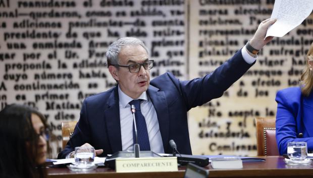 Zapatero, este lunes durante la comisión del Senado