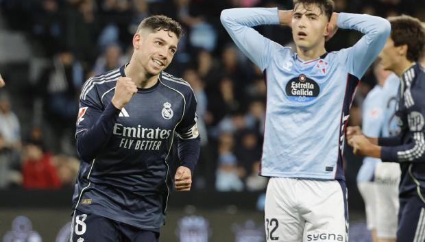 Fede Valverde celebra el gol de la victoria ante el Celta