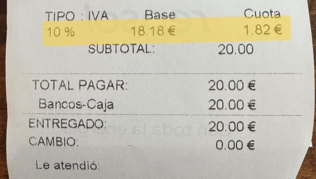 La clave está en comprobar el IVA reducido al 10 %