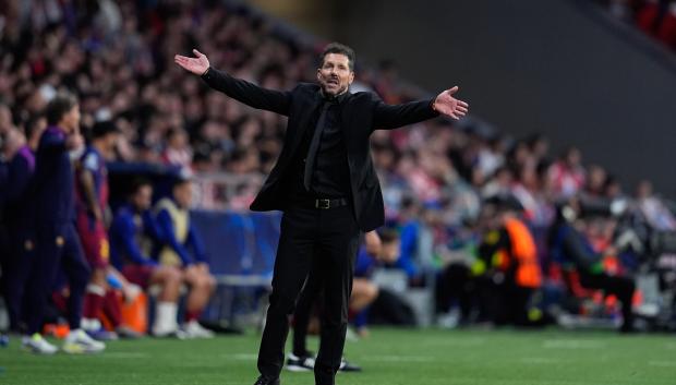 Diego Pablo Simeone, en el Atlético de Madrid - Barcelona de Champions League
