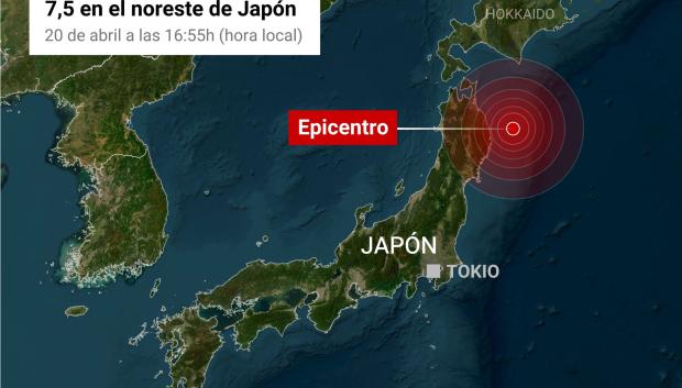 Mapa con localización del terremoto