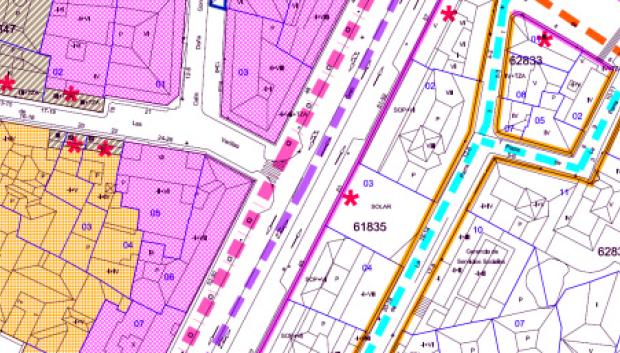 Plano del solar de la Gran Vía, en Salamanca