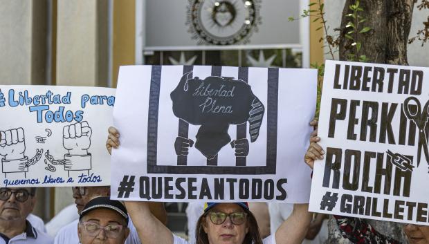 Manifestantes este domingo en Venezuela