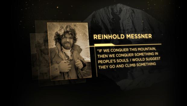El legendario Reinhold Messner con uno de sus lemas