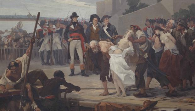 Los ahogamientos de Nantes en 1793 , óleo sobre lienzo de Joseph Aubert