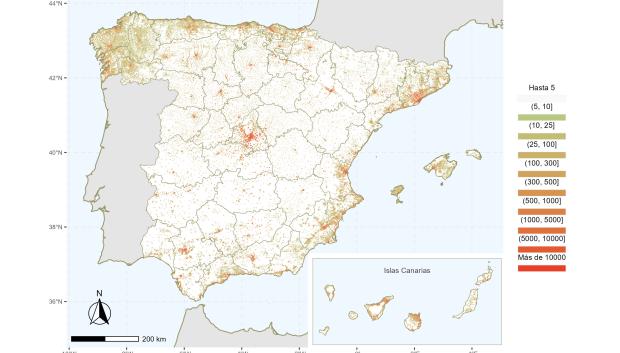 Mapa de densidad de población